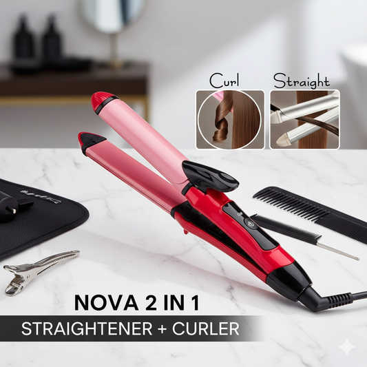 NOVA 2-in-1 Hair Curler & Straightener -