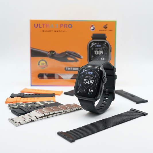 Ultra 3 Pro Smart Watch | 7-in-1 Strap Combo