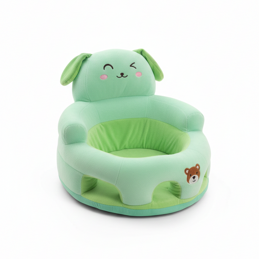 Soft Plush Baby Sofa Seat with Cute Animal Face & Bear Print