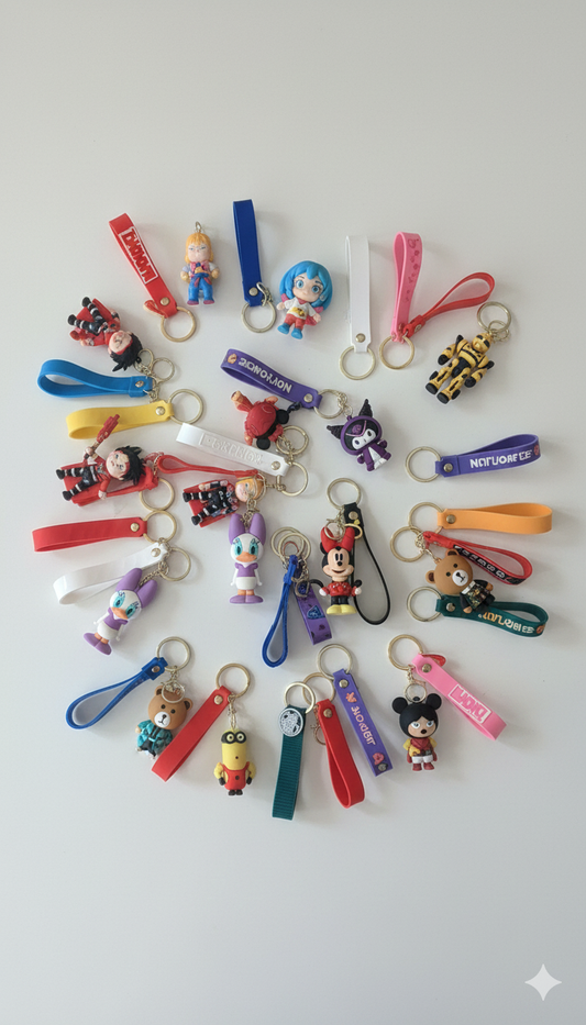 Cartoon Character Keychains | Cute Anime & Superhero Key Rings
