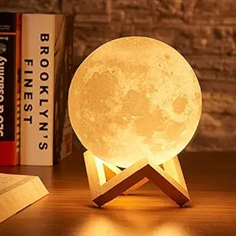 3D Moon Lamp Night Light | USB Rechargeable with Wooden Stand