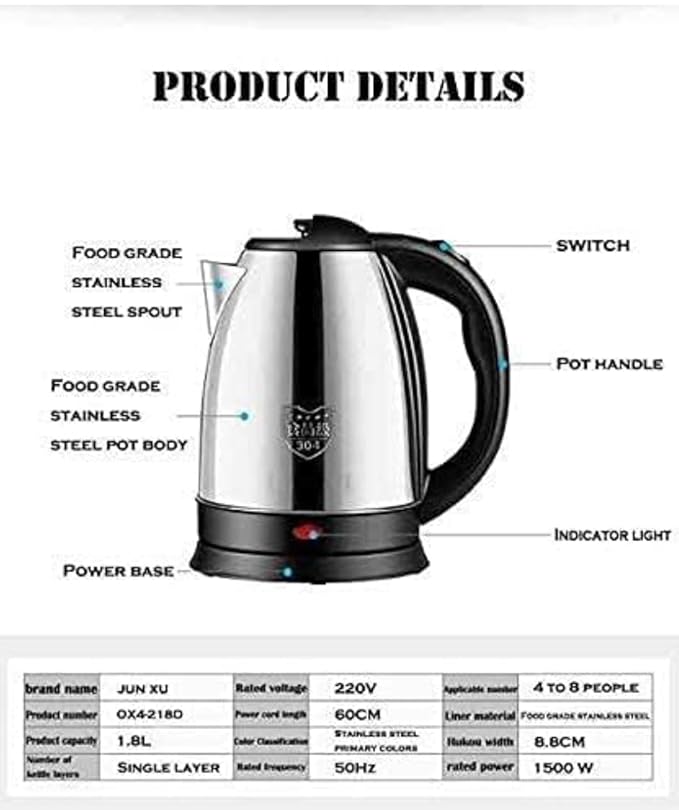 Quick Boil Stainless Steel Electric Kettle 2L