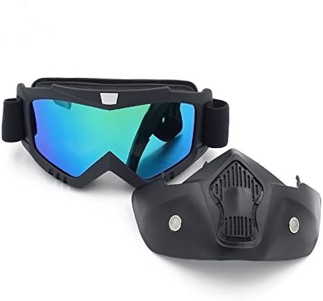 Black Motorcycle Goggle Mask with a Detachable Face Shield.