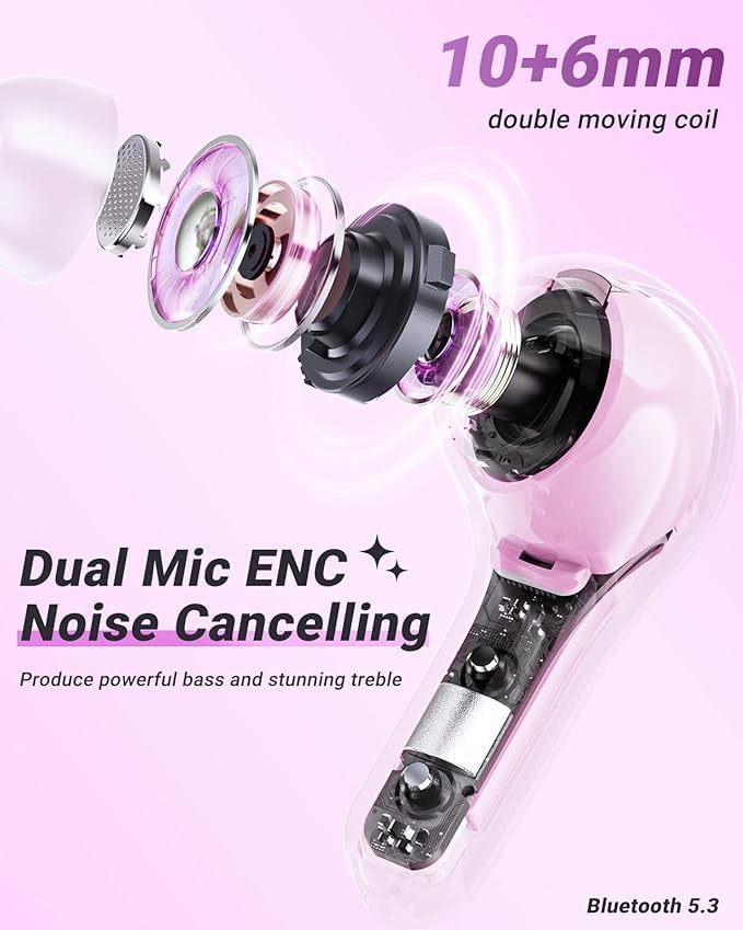 Ultrapods Pro Pink Transparent TWS Earbuds