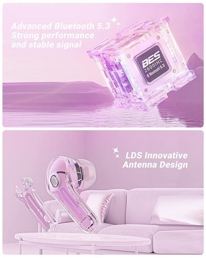 Ultrapods Pro Pink Transparent TWS Earbuds